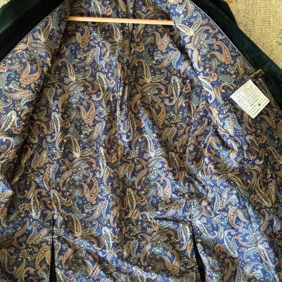 Emerald green Velvet Blazer single breasted formal Wedding Prom Christmas 40R - Picture 6 of 12